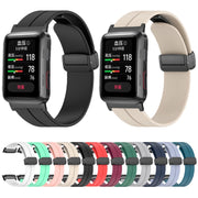 For Huawei Watch D Solid Color Folding Magnetic Buckle Silicone Watch Band(Black)