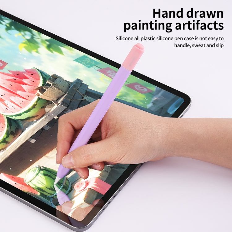 For Apple Pencil (USB-C) Double Cap Contrasting Color Silicone Protective Case(Black)
