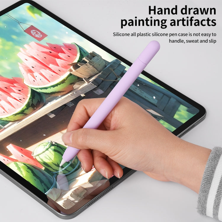 For Apple Pencil (USB-C) Solid Color Silicone Protective Case(Lavender Purple)