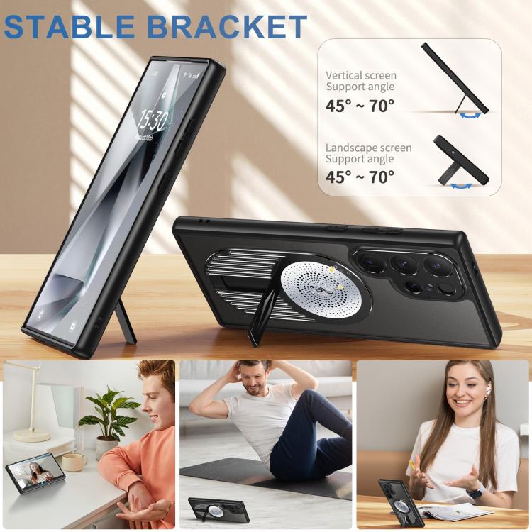 For Samsung Galaxy S25 Ultra 5G Heat Dissipation Aromatherapy MagSafe Holder Phone Case(Black)