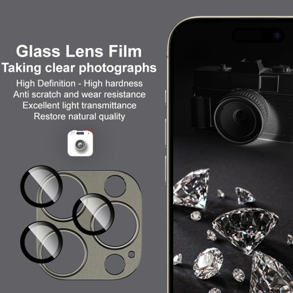 For iPhone 15 Pro Max / 15 Pro IMAK Metal Armor Premium Camera Protector Film(Black)
