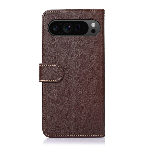 For Google Pixel 9 Pro KHAZNEH Litchi Texture Leather RFID Phone Case(Brown)