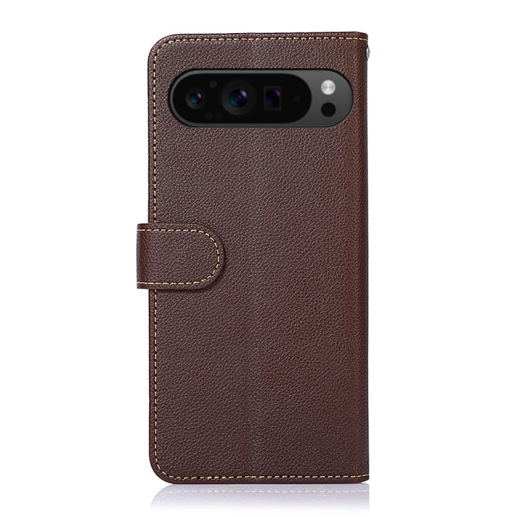 For Google Pixel 9 Pro KHAZNEH Litchi Texture Leather RFID Phone Case(Brown)