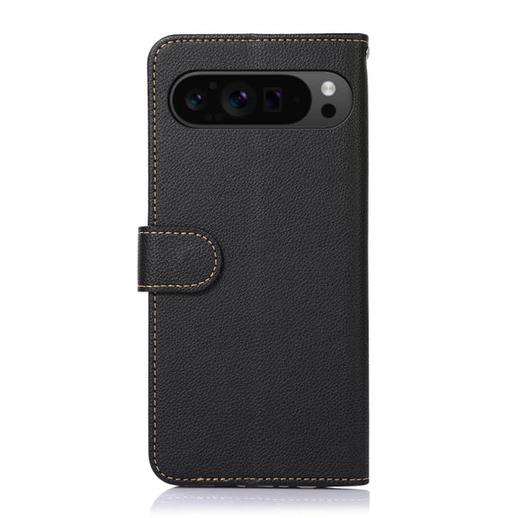 For Google Pixel 10 Pro / 9 Pro KHAZNEH Litchi Texture Leather RFID Phone Case(Black)