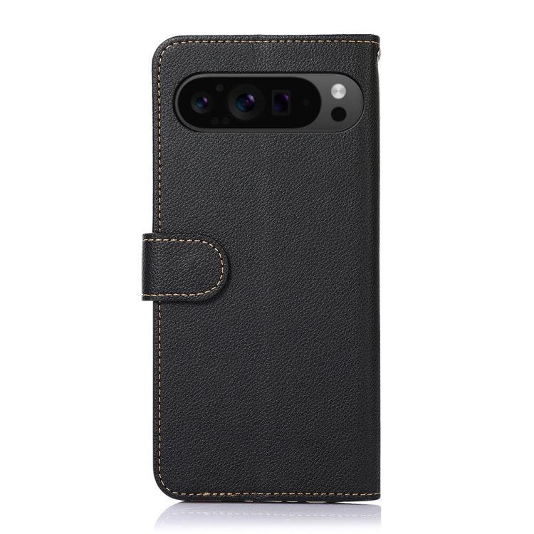 For Google Pixel 10 Pro / 9 Pro KHAZNEH Litchi Texture Leather RFID Phone Case(Black)
