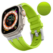 For Apple Watch Ultra 2 49mm Stone Grain Liquid Silicone Watch Band(Silver Green)