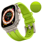 For Apple Watch Series 9 45mm Stone Grain Liquid Silicone Watch Band(Titanium Green)