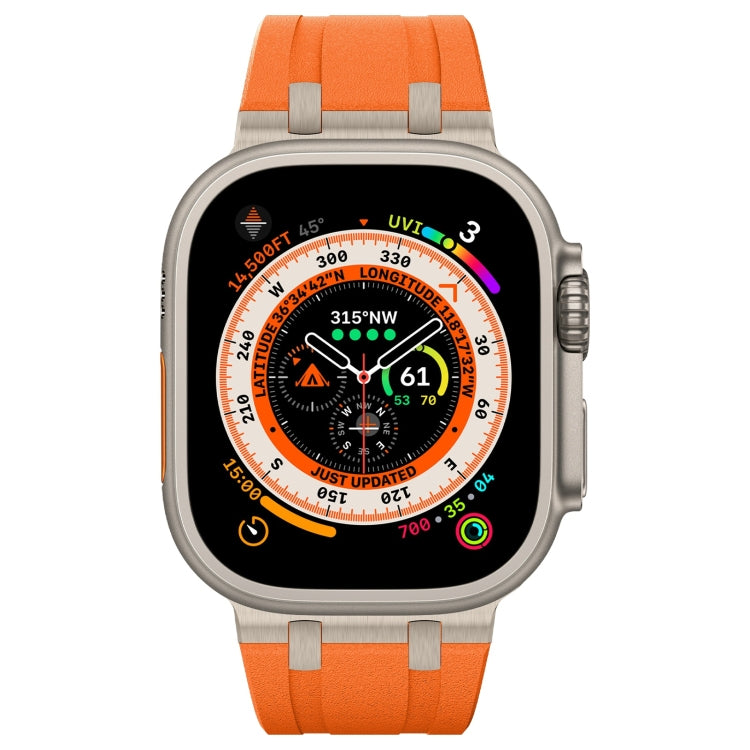For Apple Watch SE 2022 44mm Stone Grain Liquid Silicone Watch Band(Titanium Orange)