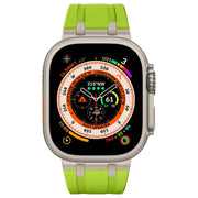 For Apple Watch Series 7 45mm Stone Grain Liquid Silicone Watch Band(Titanium Green)