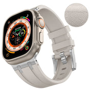 For Apple Watch SE 44mm Stone Grain Liquid Silicone Watch Band(Silver Starlight)