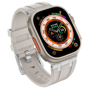 For Apple Watch SE 44mm Stone Grain Liquid Silicone Watch Band(Silver Starlight)