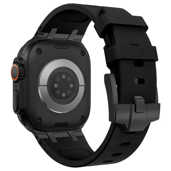For Apple Watch Series 5 44mm Stone Grain Liquid Silicone Watch Band(Black Black)