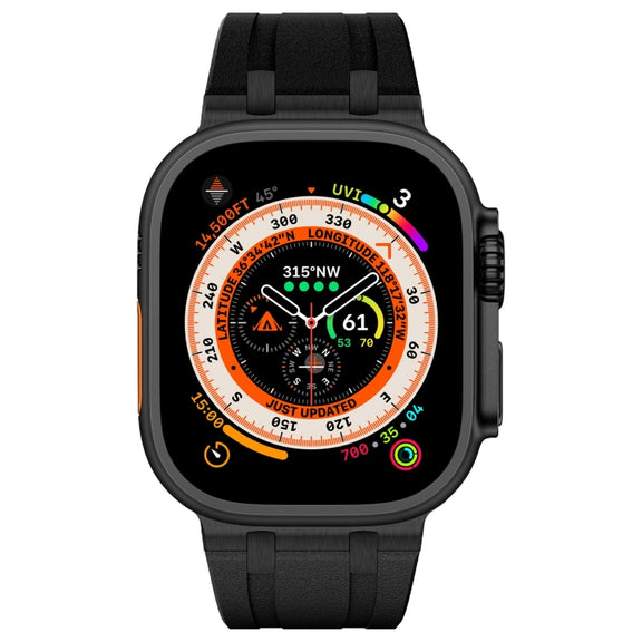For Apple Watch Series 5 44mm Stone Grain Liquid Silicone Watch Band(Black Black)