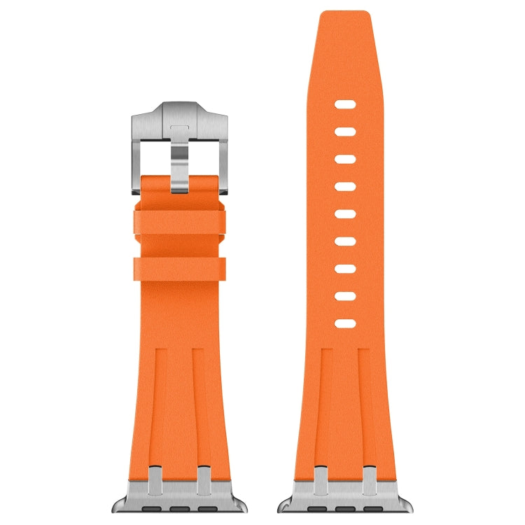 For Apple Watch Series 2 42mm Stone Grain Liquid Silicone Watch Band(Sliver Orange)