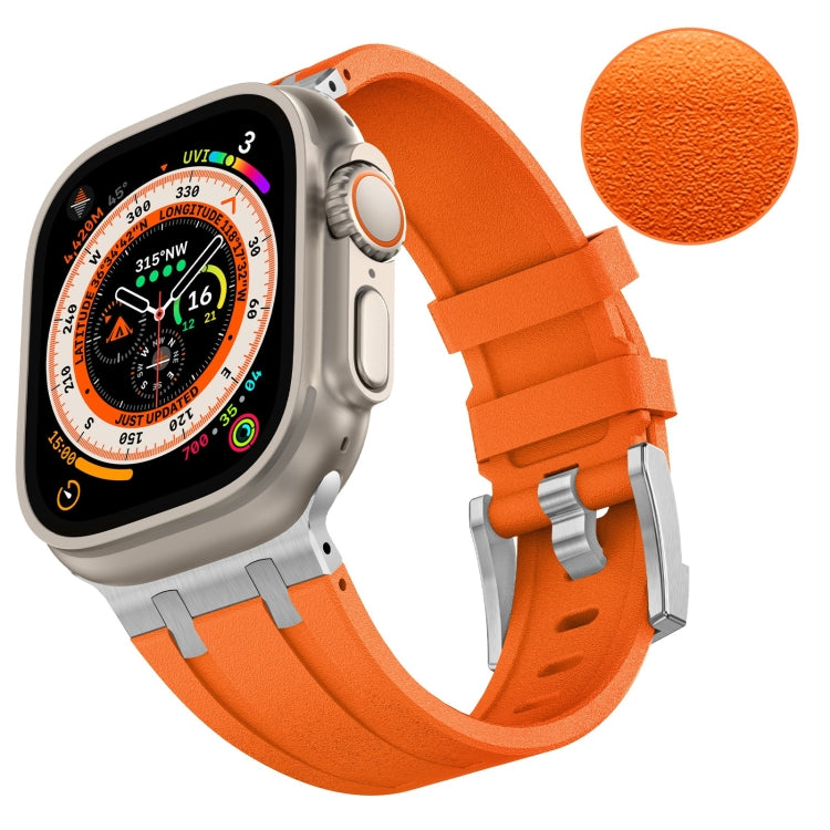 For Apple Watch Series 2 42mm Stone Grain Liquid Silicone Watch Band(Sliver Orange)
