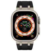 For Apple Watch 42mm Stone Grain Liquid Silicone Watch Band(Titanium Black)