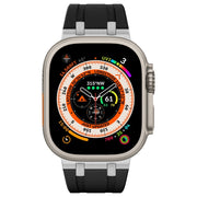 For Apple Watch 42mm Stone Grain Liquid Silicone Watch Band(Silver Black)