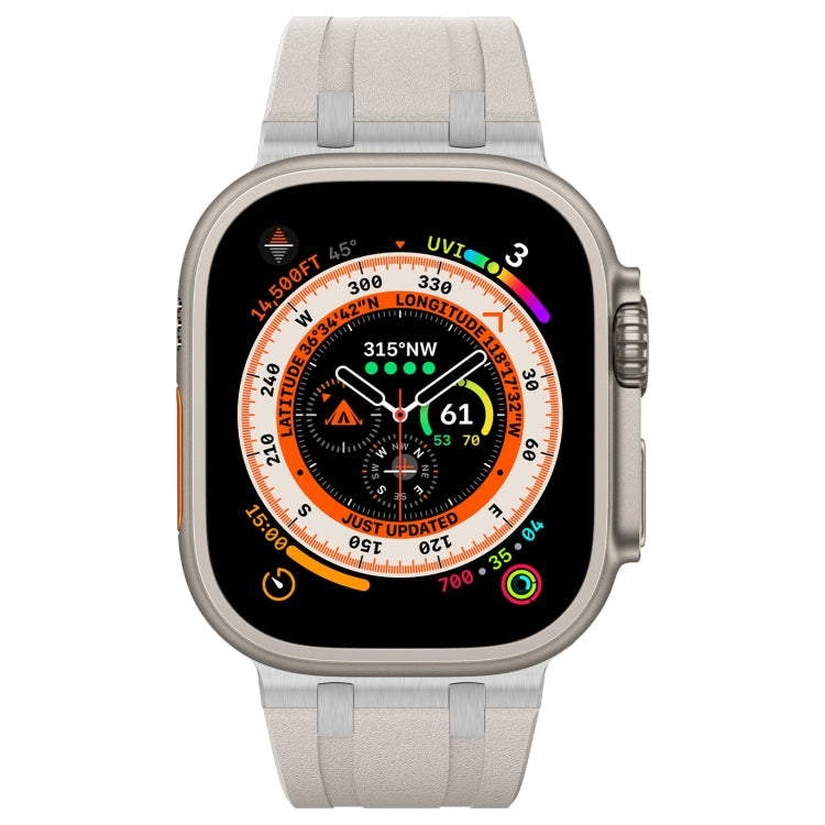 For Apple Watch 42mm Stone Grain Liquid Silicone Watch Band(Silver Starlight)