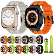 For Apple Watch Series 7 45mm Stone Grain Liquid Silicone Watch Band(Titanium Green)