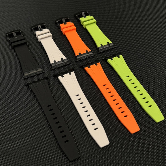 For Apple Watch Series 9 45mm Stone Grain Liquid Silicone Watch Band(Titanium Green)
