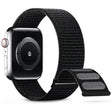 For Apple Watch SE 44mm Dual Hook and Loop Nylon Watch Band(Dark Black) - Watch Bands by PMC TechLife | Online Shopping South Africa | PMC TechLife