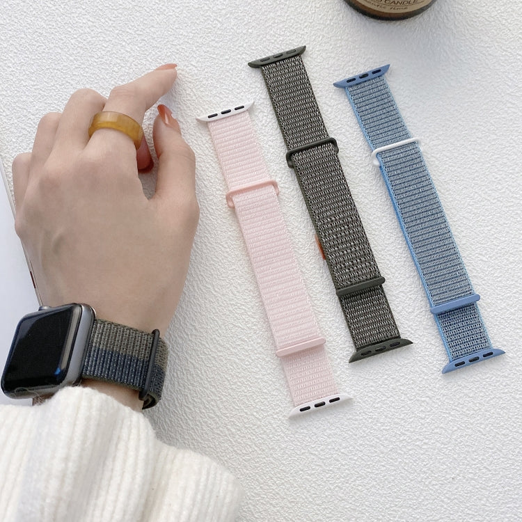 For Apple Watch 42mm Dual Hook and Loop Nylon Watch Band(Silt)