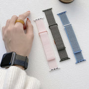 For Apple Watch Series 3 38mm Dual Hook and Loop Nylon Watch Band(Reflective Black)