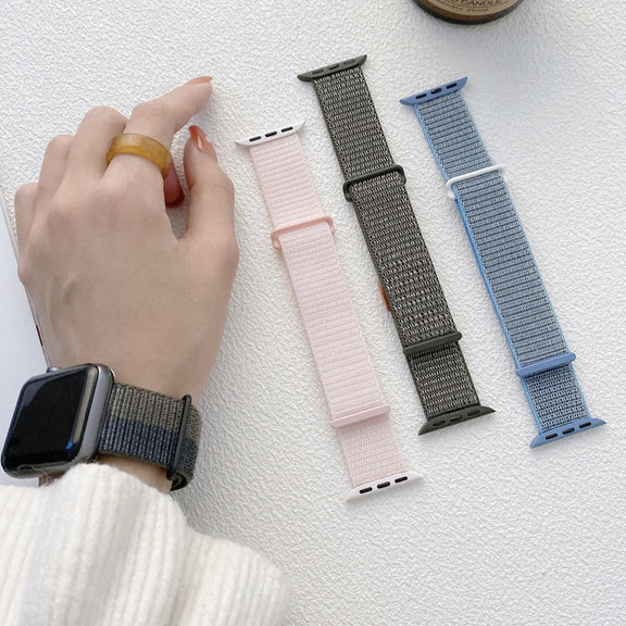 For Apple Watch Series 5 40mm Dual Hook and Loop Nylon Watch Band(Silt)