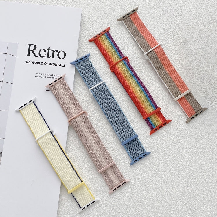 For Apple Watch 38mm Dual Hook and Loop Nylon Watch Band(Rainbow)
