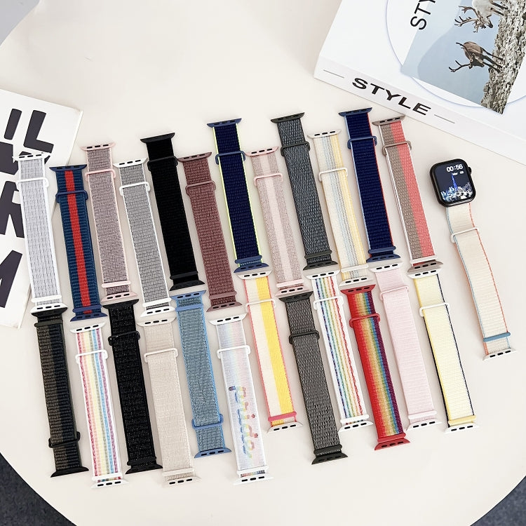 For Apple Watch Series 9 41mm Dual Hook and Loop Nylon Watch Band(Seashell)