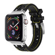 For Apple Watch SE 2023 40mm Crocodile Texture Liquid Silicone Watch Band(Silver Yellow Black) - free shipping - PMC TechLife - Order now!