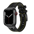 For Apple Watch Series 9 45mm Crocodile Texture Liquid Silicone Watch Band(Black Yellow Black) - Watch Bands by PMC TechLife | Online Shopping South Africa | PMC TechLife
