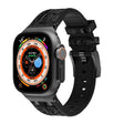 For Apple Watch Ultra 49mm Crocodile Texture Liquid Silicone Watch Band(Black Black) - Watch Bands by PMC TechLife | Online Shopping South Africa | PMC TechLife