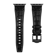 For Apple Watch SE 2022 40mm Crocodile Texture Liquid Silicone Watch Band(Black White Black)