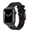 For Apple Watch SE 44mm Crocodile Texture Liquid Silicone Watch Band(Black Red Black) - Watch Bands by PMC TechLife | Online Shopping South Africa | PMC TechLife