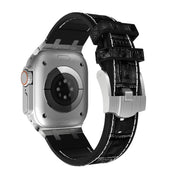 For Apple Watch Series 6 40mm Crocodile Texture Liquid Silicone Watch Band(Silver White Black)