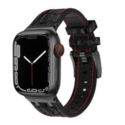 For Apple Watch Series 5 40mm Crocodile Texture Liquid Silicone Watch Band(Black Red Black)