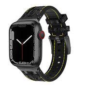 For Apple Watch Series 5 40mm Crocodile Texture Liquid Silicone Watch Band(Black Yellow Black)
