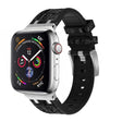 For Apple Watch 42mm Crocodile Texture Liquid Silicone Watch Band(Silver Black) - Watch Bands by PMC TechLife | Online Shopping South Africa | PMC TechLife