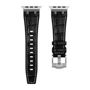 For Apple Watch 38mm Crocodile Texture Liquid Silicone Watch Band(Silver White Black)