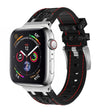For Apple Watch 38mm Crocodile Texture Liquid Silicone Watch Band(Silver Red Black) - Watch Bands by PMC TechLife | Online Shopping South Africa | PMC TechLife