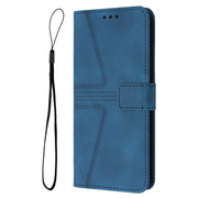 For iPhone 16 Pro Triangle Solid Color Leather Phone Case(Blue)