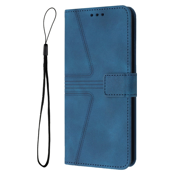 For iPhone 16 Pro Triangle Solid Color Leather Phone Case(Blue)