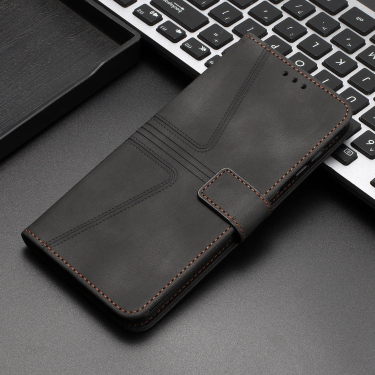For iPhone 16 Triangle Solid Color Leather Phone Case(Black)