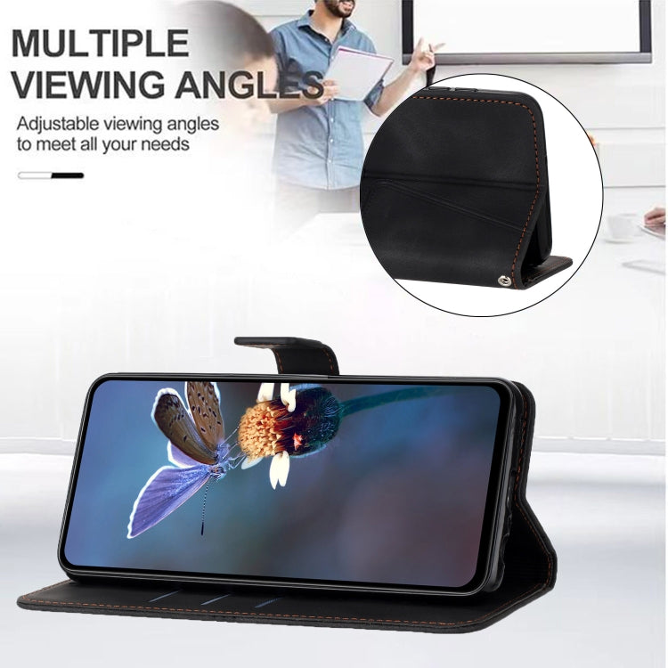 For iPhone 16 Triangle Solid Color Leather Phone Case(Black)