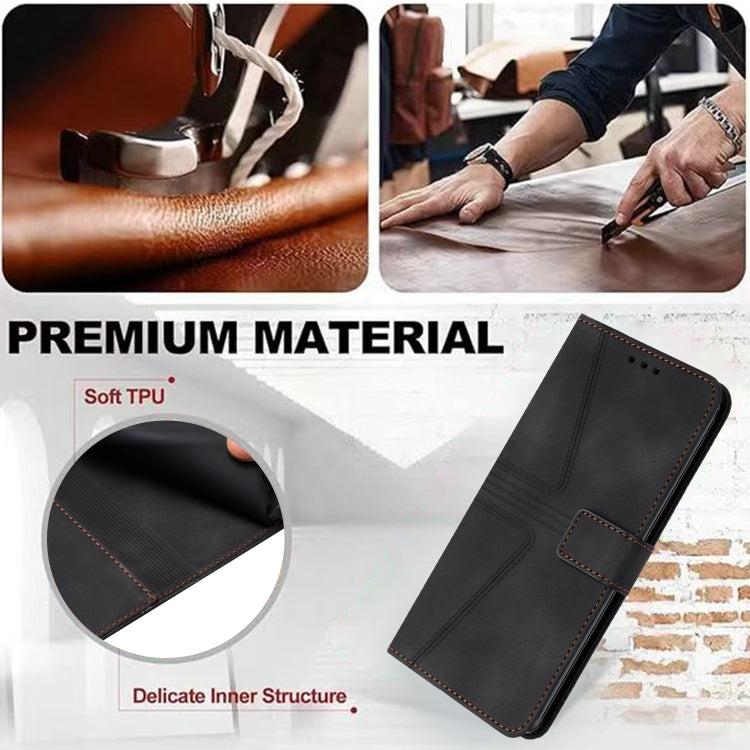 For iPhone 16 Triangle Solid Color Leather Phone Case(Black)