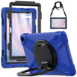 For Amazon Kindle Fire HD10 2023 Silicone Hybrid PC Tablet Case with Holder & Shoulder Strap(Blue) - Amazon by PMC TechLife | Online Shopping South Africa | PMC TechLife | Buy Now Pay Later Mobicred