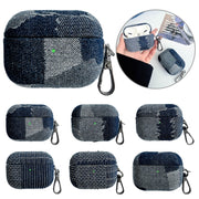 For AirPods 3 Stitching Denim Cloth Bluetooth Earphone Protective Case(Rhombus)