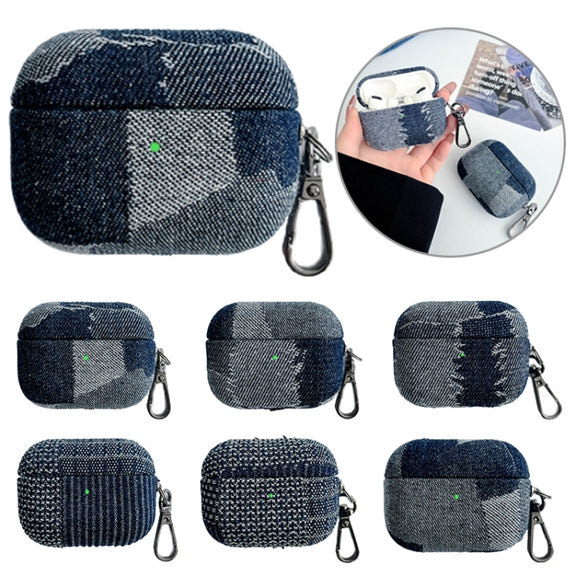 For AirPods 3 Stitching Denim Cloth Bluetooth Earphone Protective Case(Rhombus)