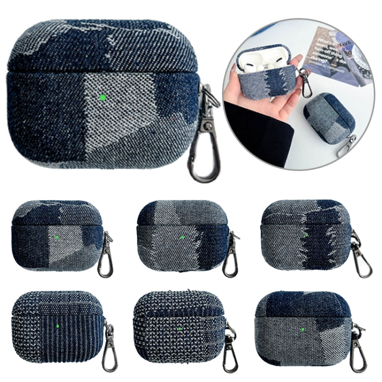For AirPods Pro Stitching Denim Cloth Bluetooth Earphone Protective Case(Light Color Lightning)
